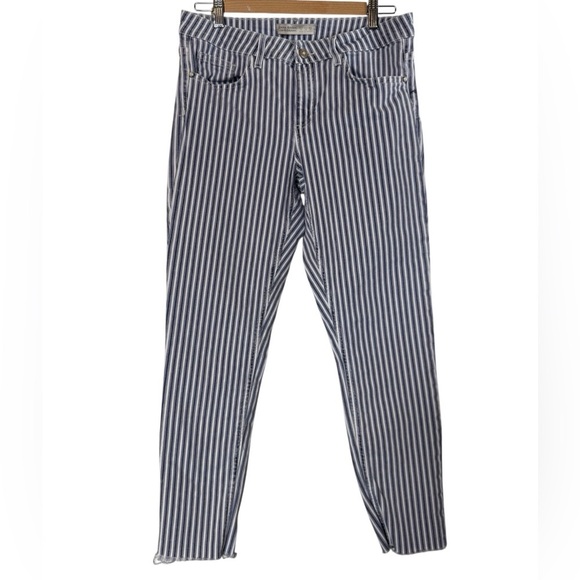 Zara Denim - Zara Navy and White Striped Skinny Jeans - Women’s Denim